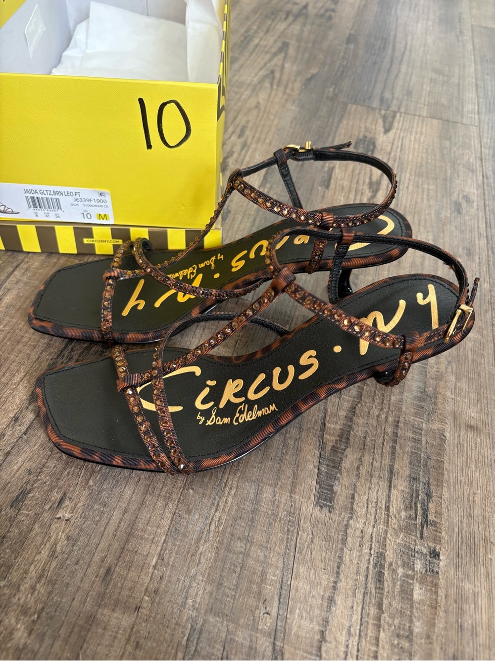 Circus by Sam Edelman Leopard-Print Strappy Sandals with Sparkle Straps